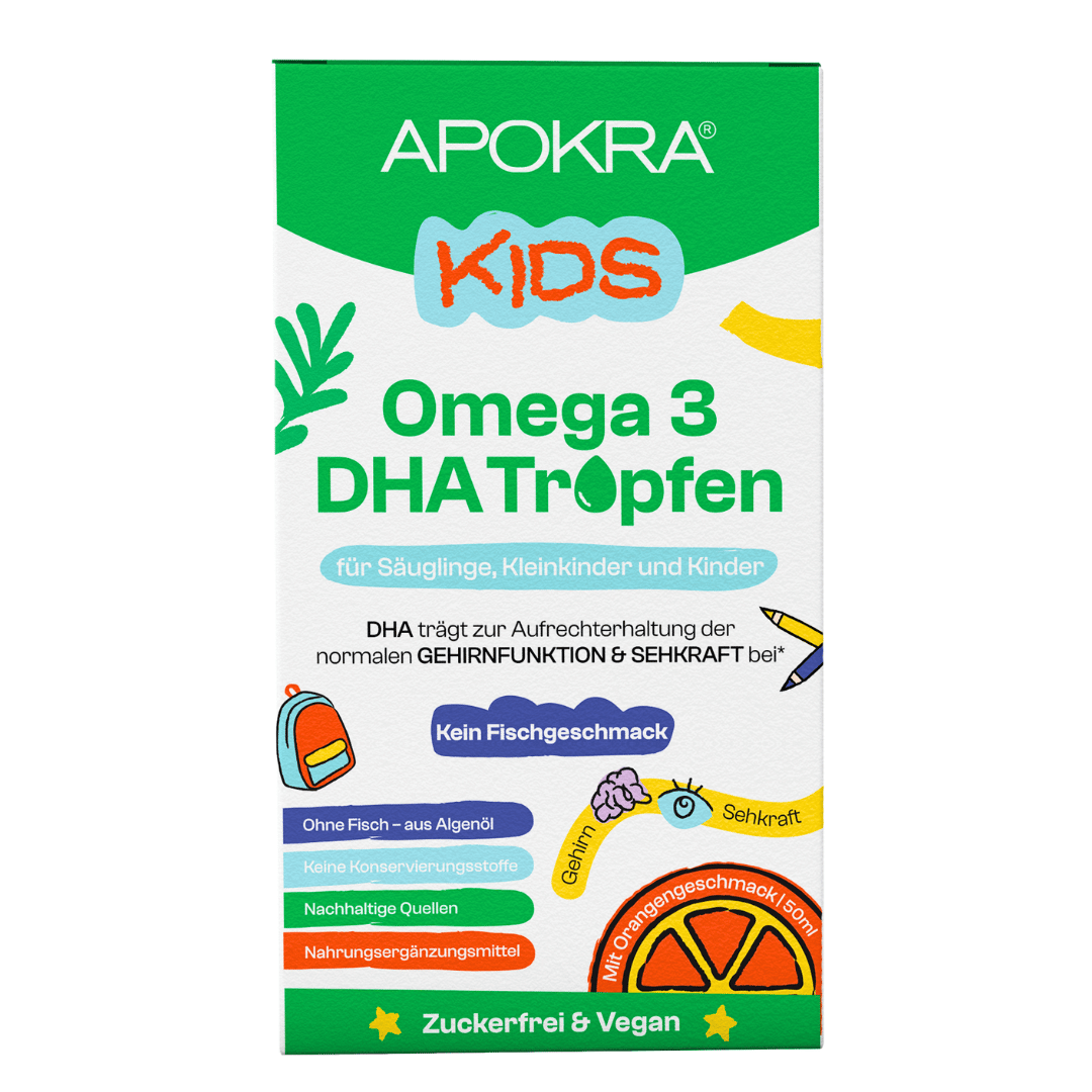 APOKRA Kids Vegane Omega 3 DHA Tropfen – Für Kinder, Gehirn, Augen & Herz | 50 ml – Bild 2